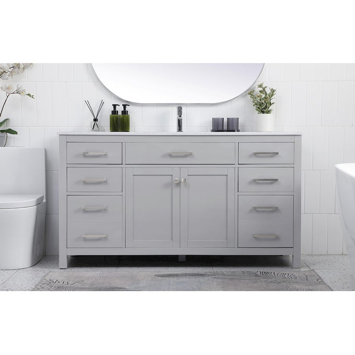 Elegant Lighting Lewis 60"L Single Vanity Sink, Grey
