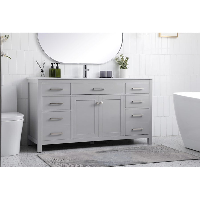 Elegant Lighting Lewis 60"L Single Vanity Sink, Grey