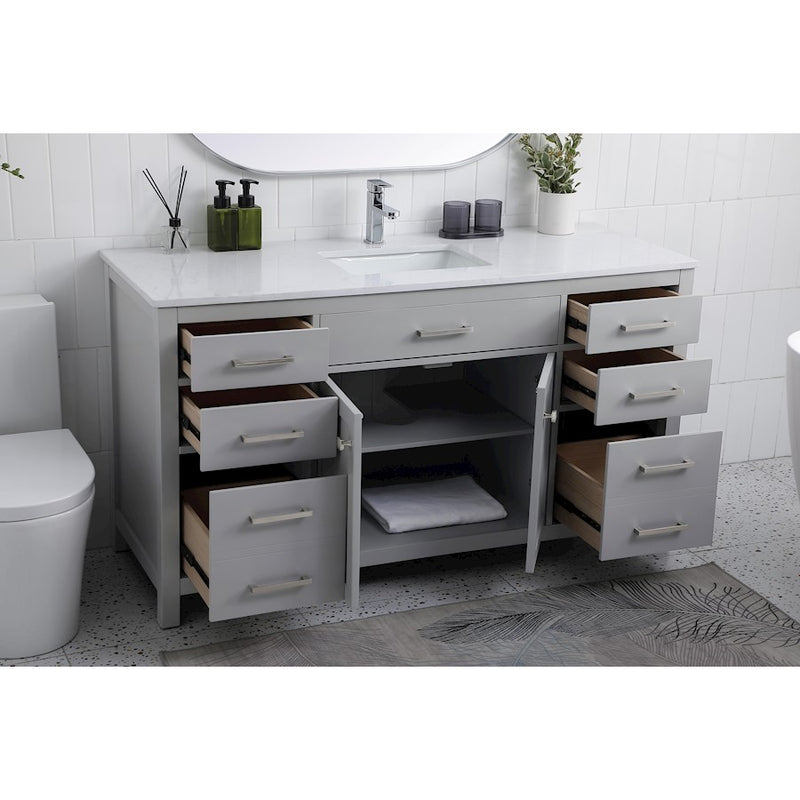 Elegant Lighting Lewis 60"L Single Vanity Sink, Grey
