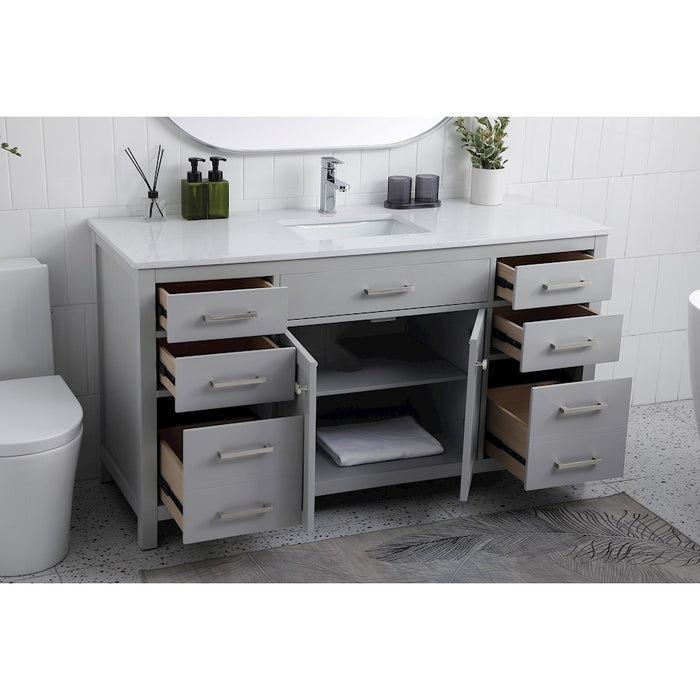 Elegant Lighting Lewis 60"L Single Vanity Sink, Grey