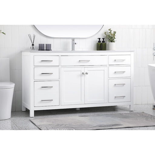 Elegant Lighting Lewis 60"L Single Vanity Sink, White