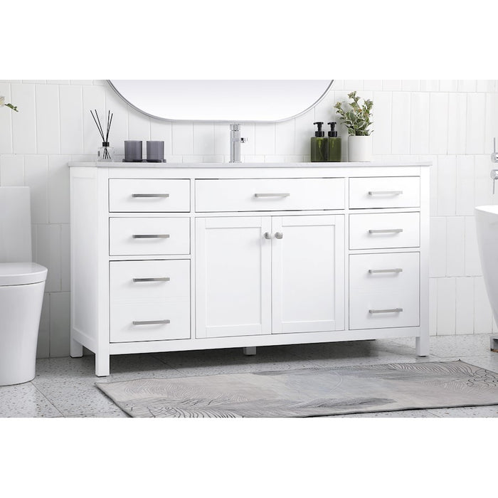 Elegant Lighting Lewis 60"L Single Vanity Sink, White
