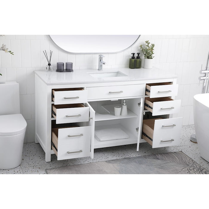 Elegant Lighting Lewis 60"L Single Vanity Sink, White