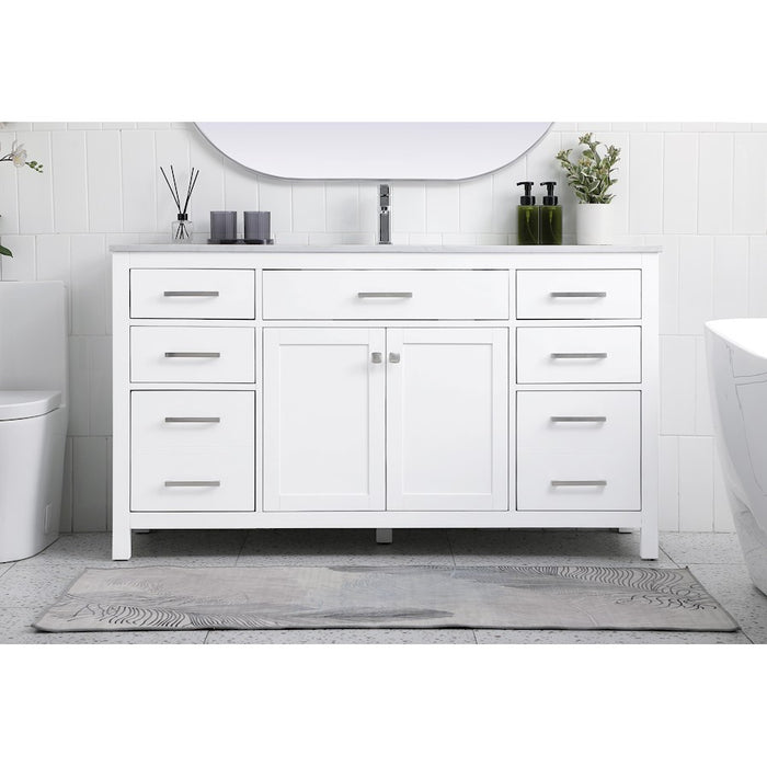 Elegant Lighting Lewis 60"L Single Vanity Sink, White
