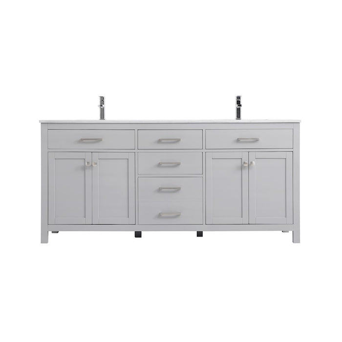 Elegant Lighting Lewis 72"L Double Vanity Sink, Grey - VF23372DGR