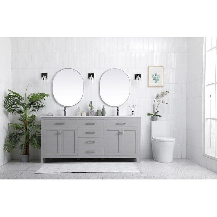 Elegant Lighting Lewis 72"L Double Vanity Sink, Grey