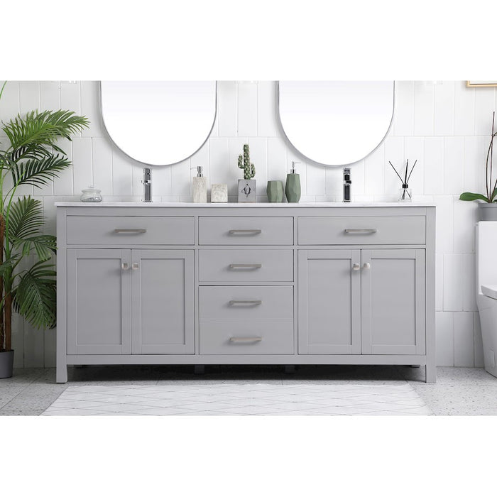 Elegant Lighting Lewis 72"L Double Vanity Sink, Grey
