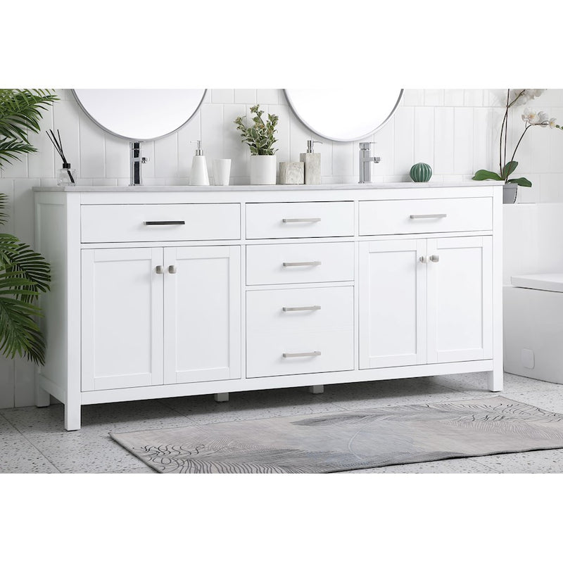 Elegant Lighting Lewis 72"L Double Vanity Sink, White