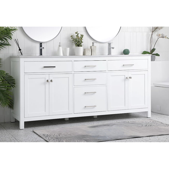 Elegant Lighting Lewis 72"L Double Vanity Sink, White
