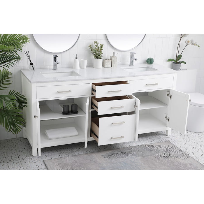 Elegant Lighting Lewis 72"L Double Vanity Sink, White