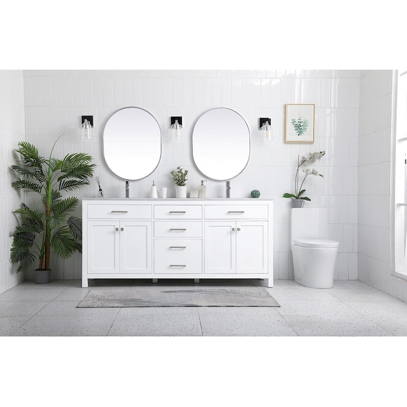 Elegant Lighting Lewis 72"L Double Vanity Sink, White