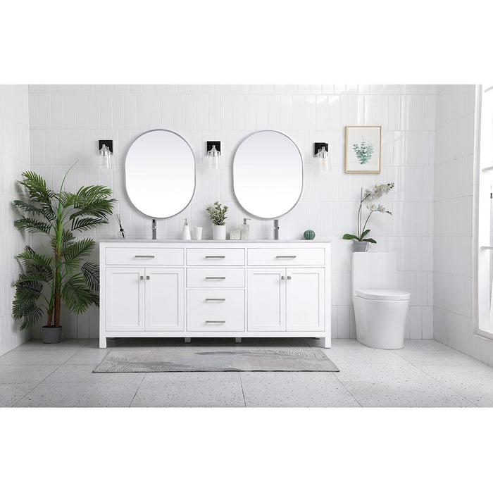 Elegant Lighting Lewis 72"L Double Vanity Sink, White