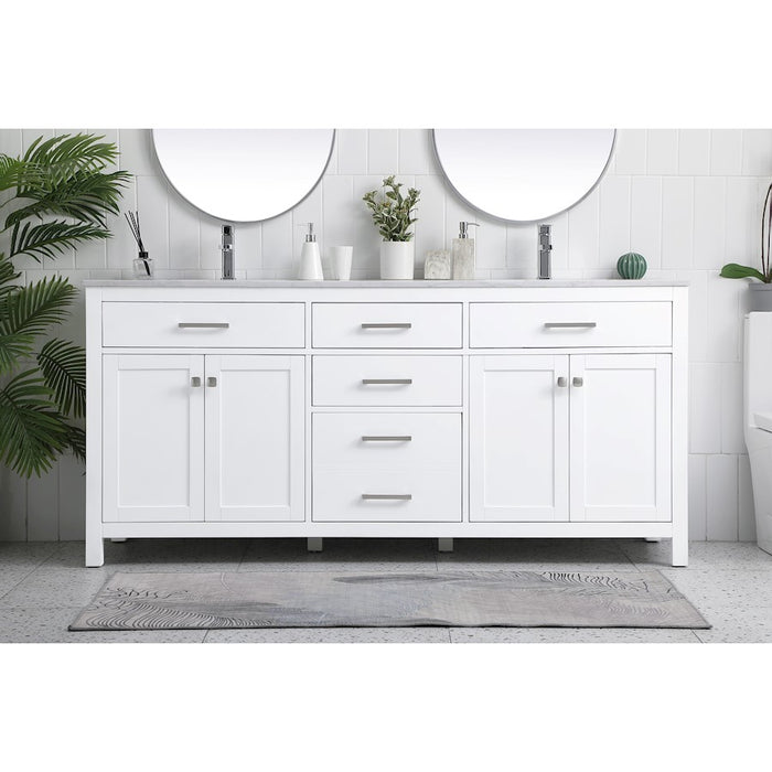 Elegant Lighting Lewis 72"L Double Vanity Sink, White