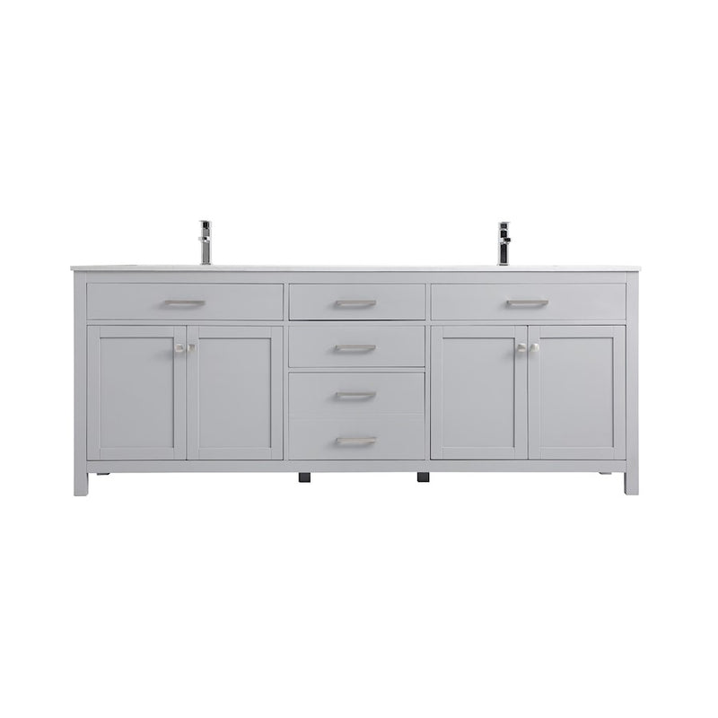 Elegant Kitchen/Bath Lewis 84" Double Bathroom Vanity, Grey - VF23384DGR