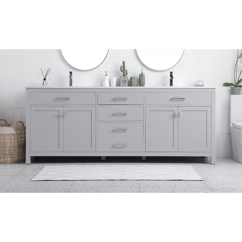 Elegant Kitchen/Bath Lewis 84" Double Bathroom Vanity, Grey