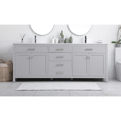 Elegant Kitchen/Bath Lewis 84" Double Bathroom Vanity, Grey