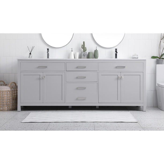 Elegant Kitchen/Bath Lewis 84" Double Bathroom Vanity, Grey