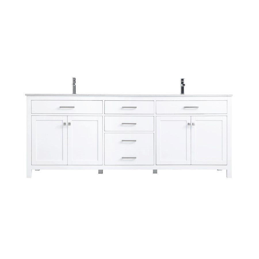 Elegant Kitchen/Bath Lewis 84" Double Bathroom Vanity, White - VF23384DWH