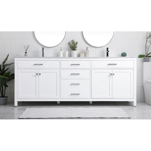 Elegant Kitchen/Bath Lewis 84" Double Bathroom Vanity, White