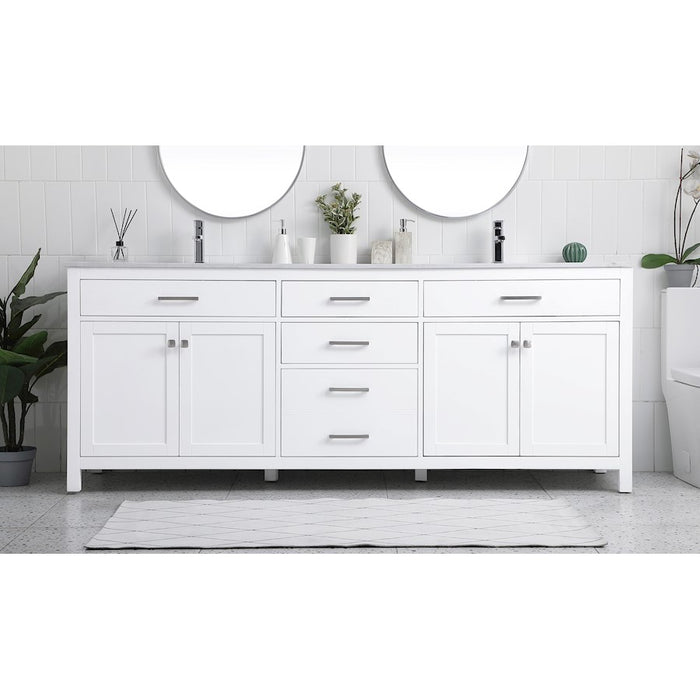 Elegant Kitchen/Bath Lewis 84" Double Bathroom Vanity, White