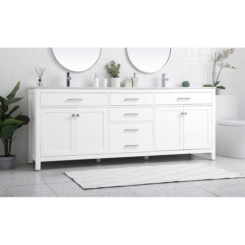 Elegant Kitchen/Bath Lewis 84" Double Bathroom Vanity, White