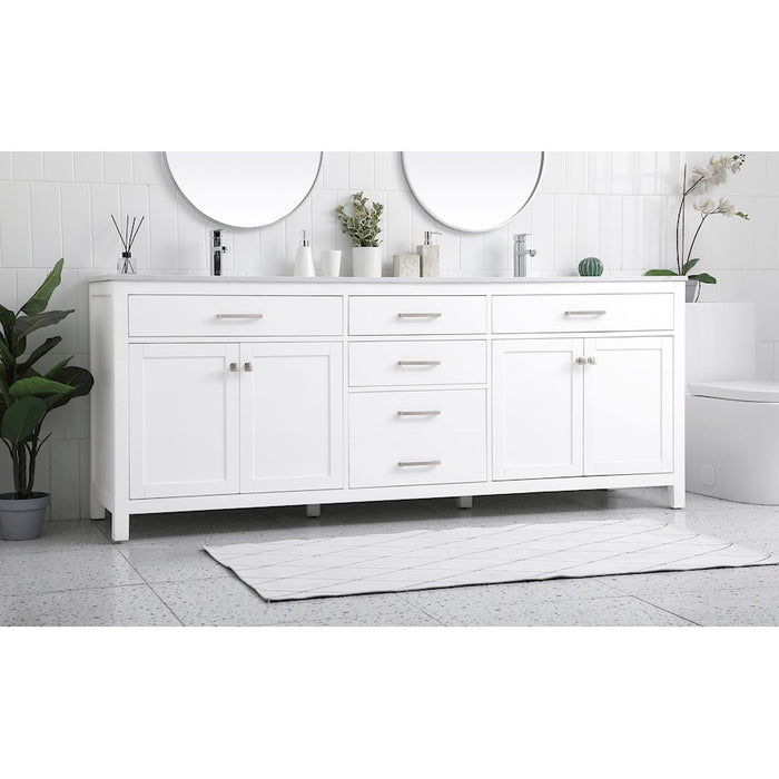 Elegant Kitchen/Bath Lewis 84" Double Bathroom Vanity, White