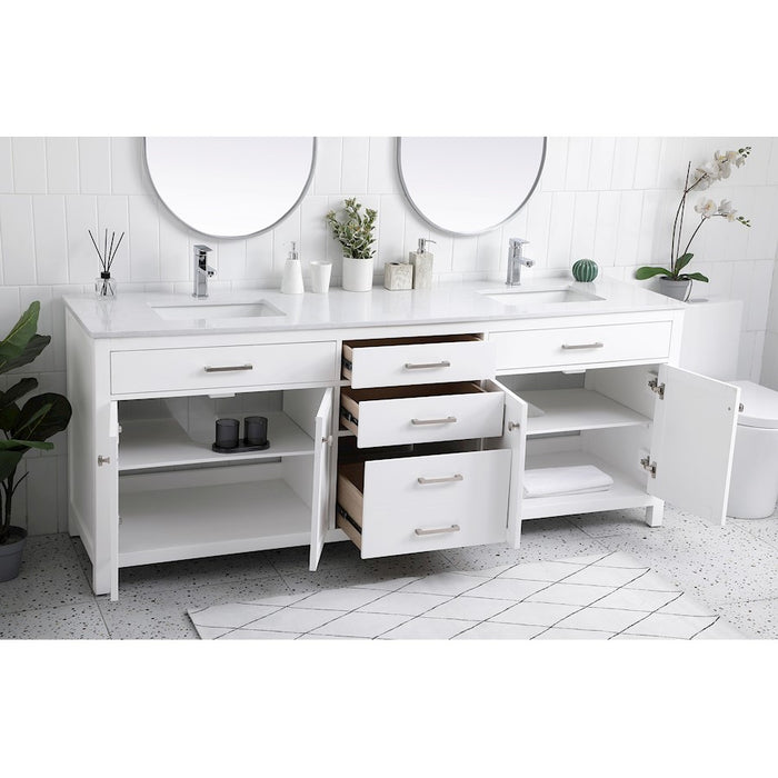 Elegant Kitchen/Bath Lewis 84" Double Bathroom Vanity, White