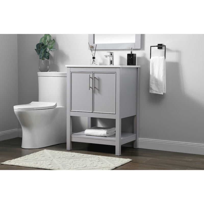 Elegant Lighting Everett 24"L Single Vanity Sink, Grey