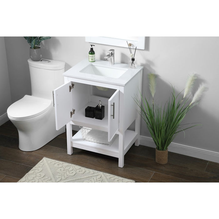 Elegant Lighting Everett 24"L Single Vanity Sink, White