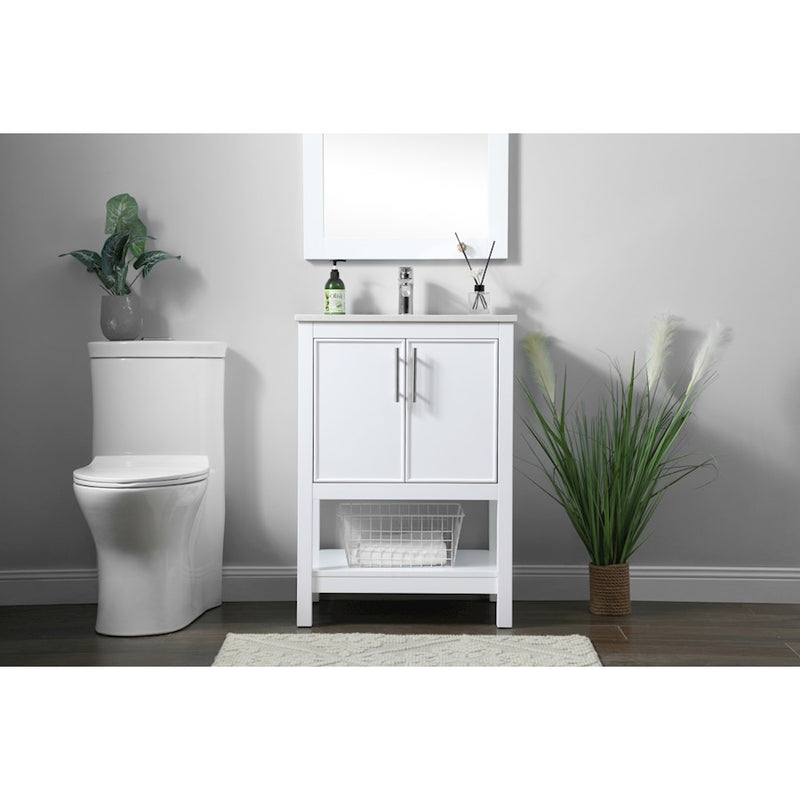 Elegant Lighting Everett 24"L Single Vanity Sink, White