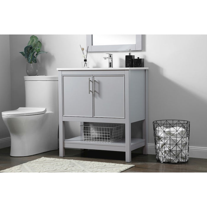 Elegant Lighting Everett 30"L Single Vanity Sink, Grey