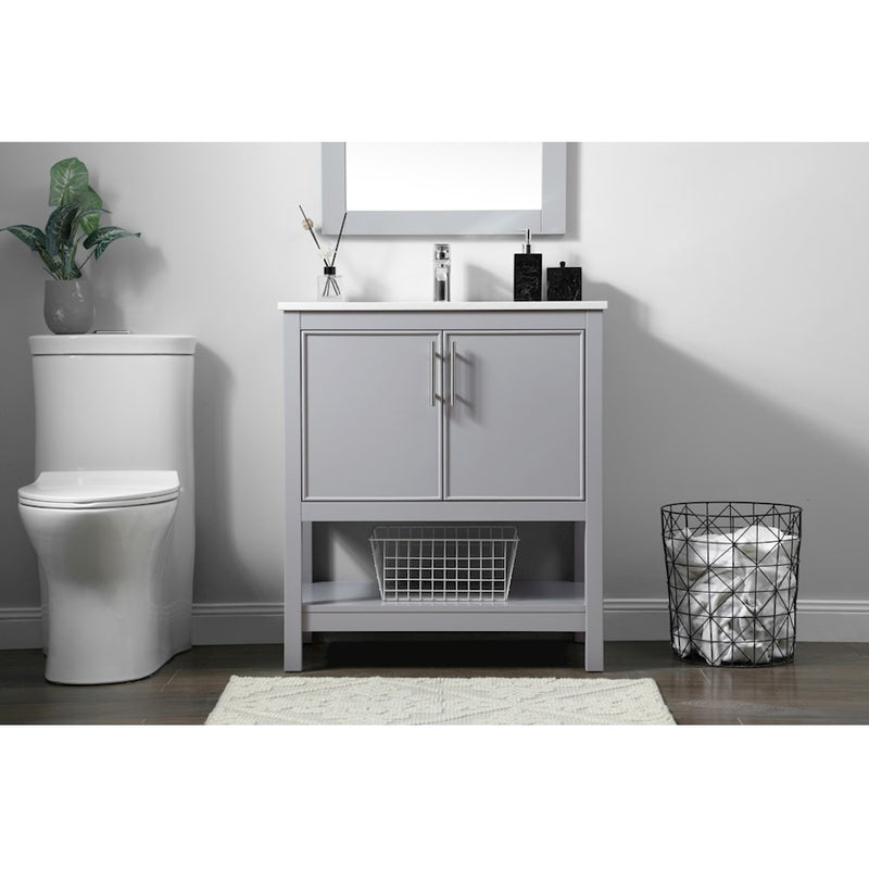 Elegant Lighting Everett 30"L Single Vanity Sink, Grey