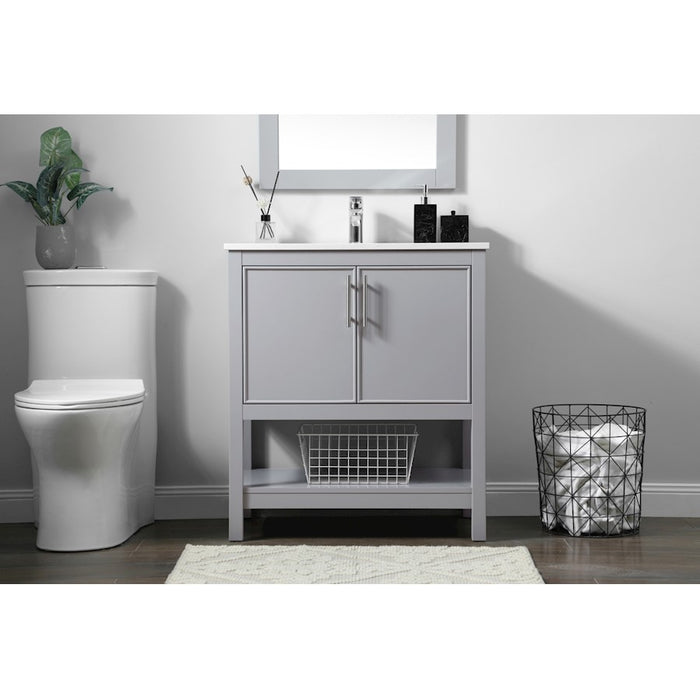 Elegant Lighting Everett 30"L Single Vanity Sink, Grey