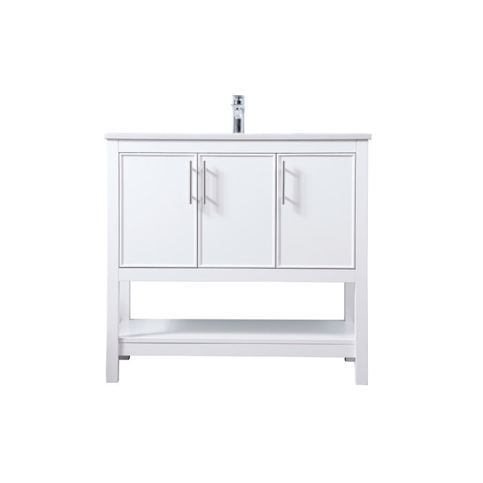 Elegant Lighting Everett 36"L Single Vanity Sink, White - VF26636WH