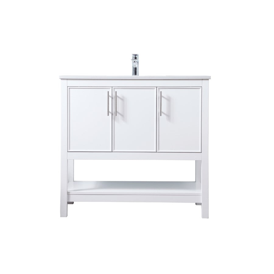Elegant Lighting Everett 36"L Single Vanity Sink, White - VF26636WH