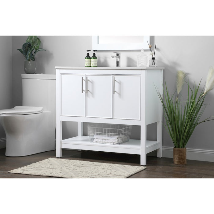 Elegant Lighting Everett 36"L Single Vanity Sink, White