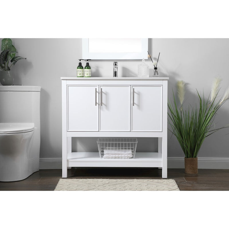 Elegant Lighting Everett 36"L Single Vanity Sink, White