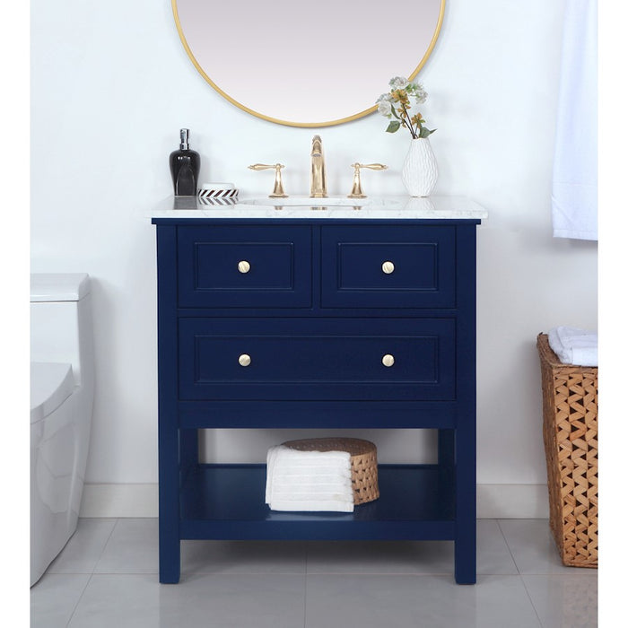 Elegant Kitchen/Bath Metropolis 30" Single Bathroom Vanity, Blue