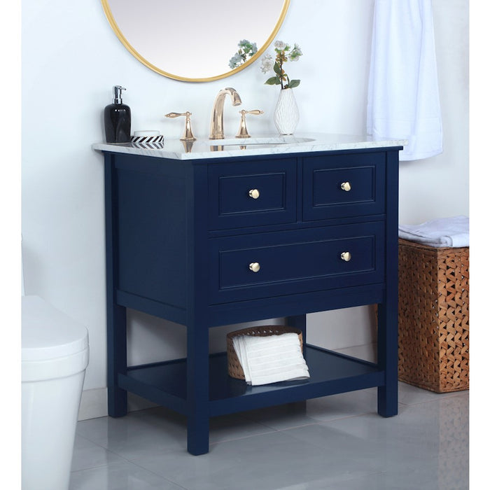 Elegant Kitchen/Bath Metropolis 30" Single Bathroom Vanity, Blue