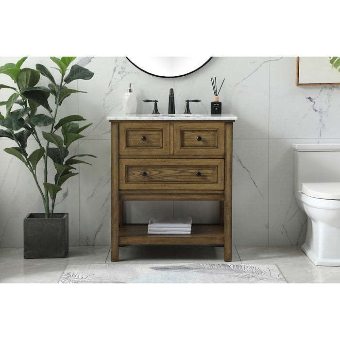 Elegant Metropolis 30" Single Bathroom Vanity, Driftwood