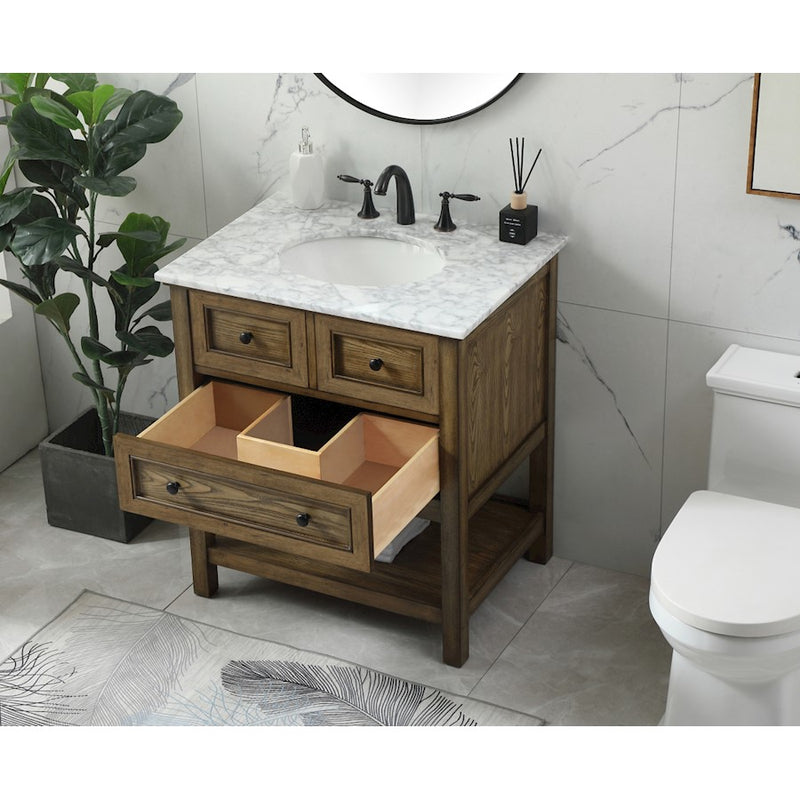 Elegant Metropolis 30" Single Bathroom Vanity, Driftwood