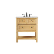 Elegant Metropolis 30" Single Bathroom Vanity, Natural Wood - VF27030NW