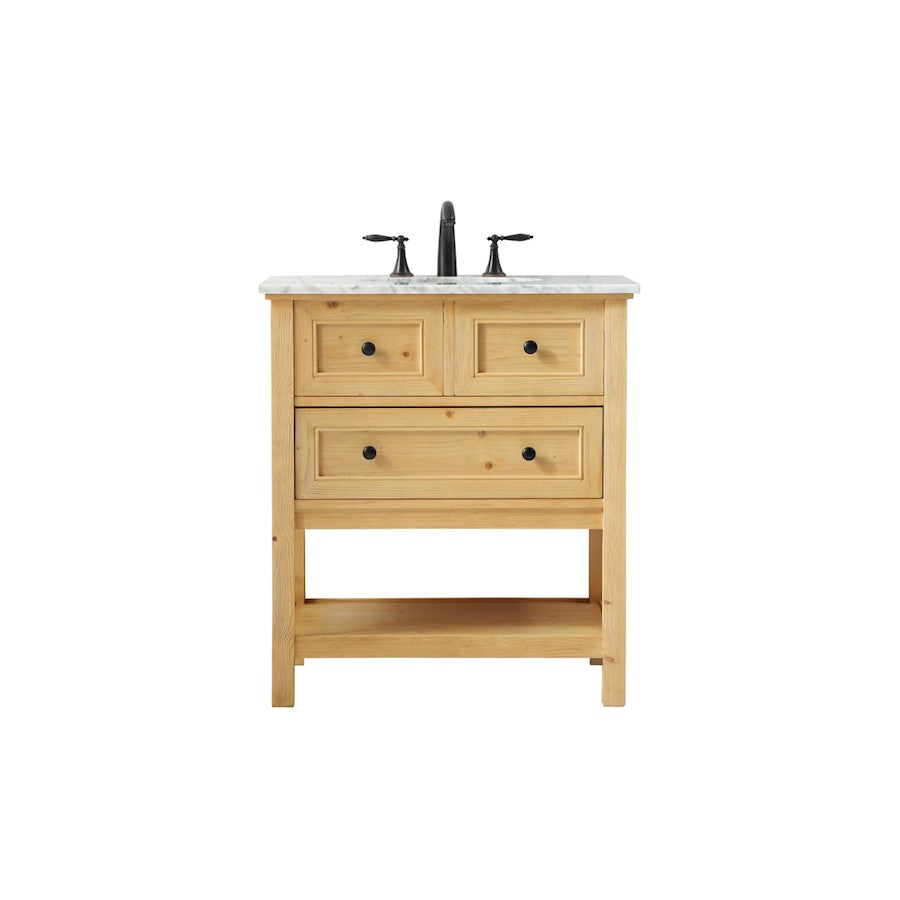 Elegant Metropolis 30" Single Bathroom Vanity, Natural Wood - VF27030NW