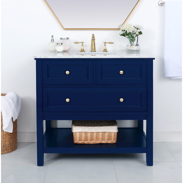 Elegant Kitchen/Bath Metropolis 36" Single Bathroom Vanity, Blue