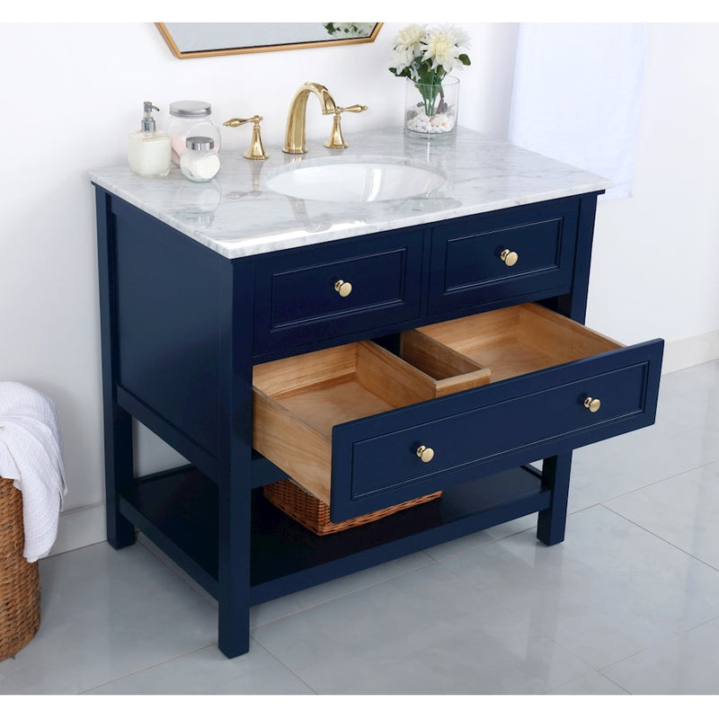 Elegant Kitchen/Bath Metropolis 36" Single Bathroom Vanity, Blue