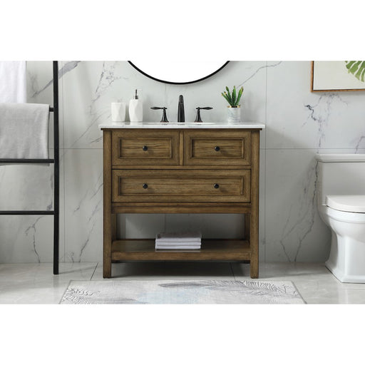 Elegant Metropolis 36" Single Bathroom Vanity, Driftwood