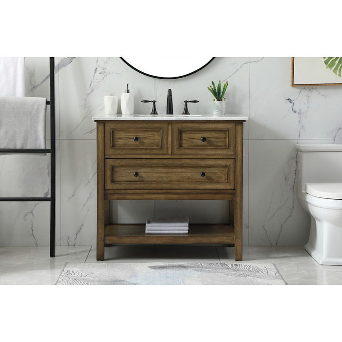 Elegant Metropolis 36" Single Bathroom Vanity, Driftwood
