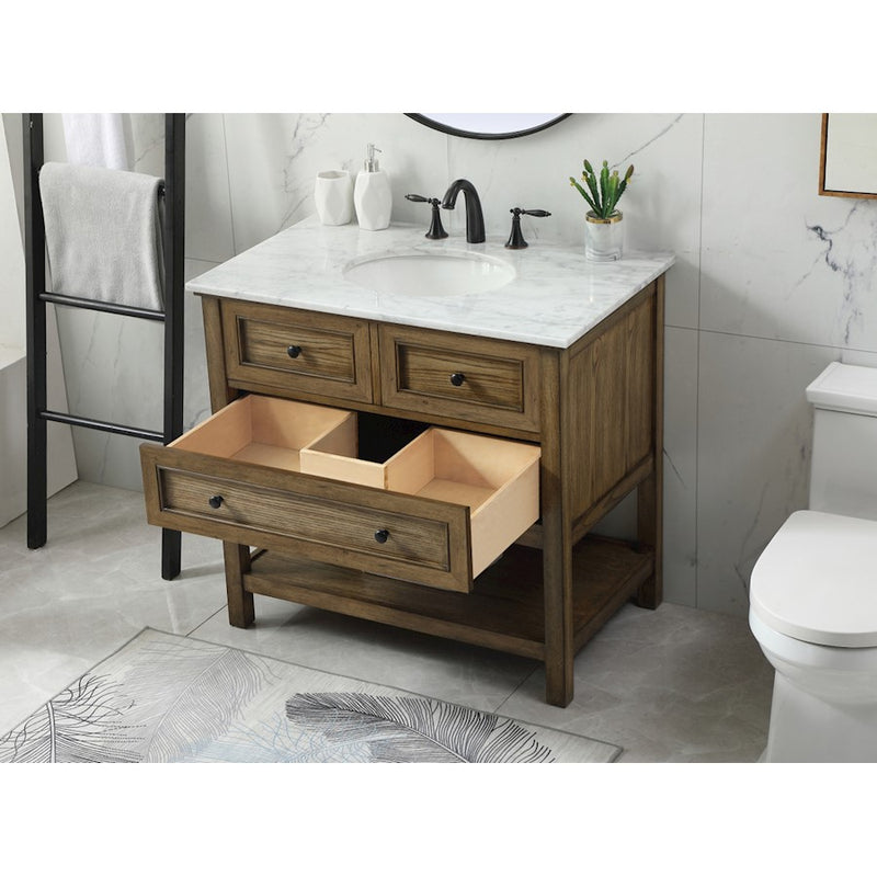 Elegant Metropolis 36" Single Bathroom Vanity, Driftwood
