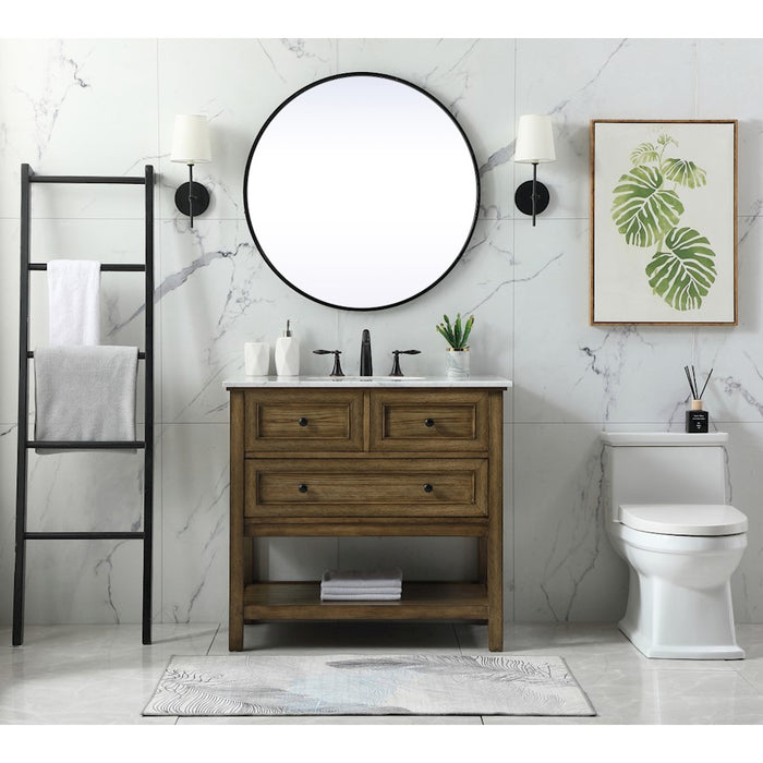 Elegant Metropolis 36" Single Bathroom Vanity, Driftwood