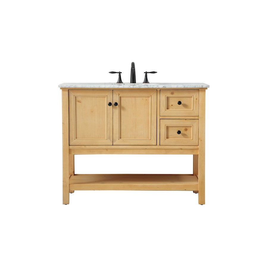 Elegant Metropolis 42" Single Bathroom Vanity, Natural Wood - VF27042NW
